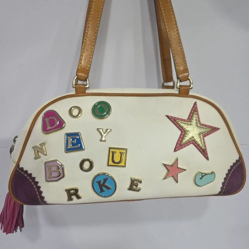Vintage Dooney & Bourke x Lindsay Lohan White Y2K Shoulder Charm Bag Rare! - Picture 2 of 16
